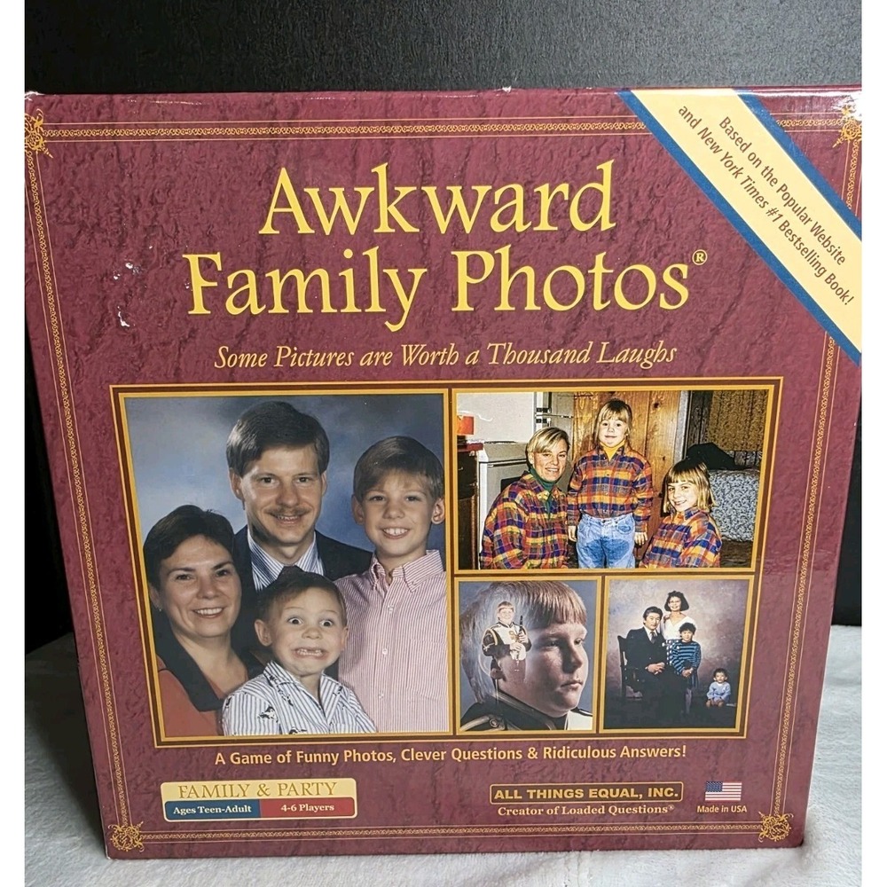 Awkward Family Photos Board Game All Things Equal Inc Party Game Open Box New